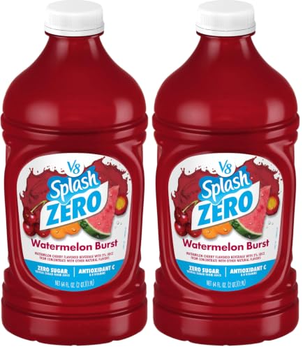 Image of V8 Splash Zero Sugar Watermelon Burst Flavored Beverage, 64 fl oz Bottle (Pack of 2)
