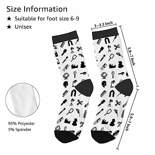 Image of Red Striped Crew Socks for Woman Size 6-8 Christmas Tree Moose Snowflake Dots Lines Girls Socks