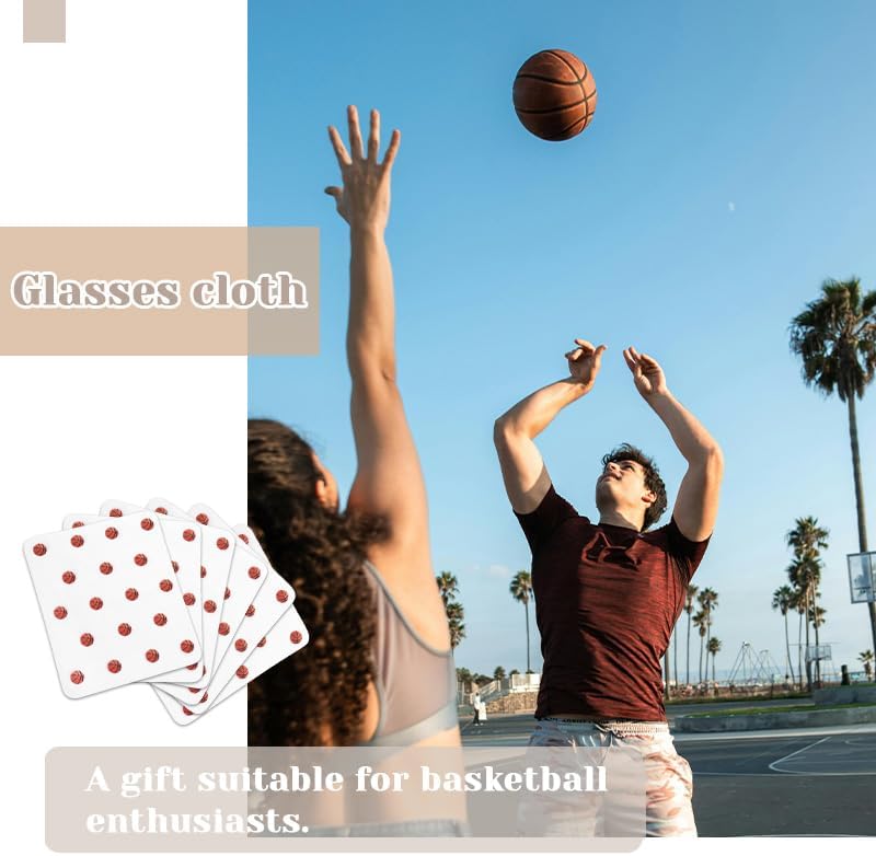 Basketball Microfiber Cleaning Cloth for Glasses Basketball Printed Lens Glass Cleaner Wips Cloth for Eyeglasses Goggles Motorcycle Helmet Camera Lens Cleaner Wipes for Adults 6pcs image 5