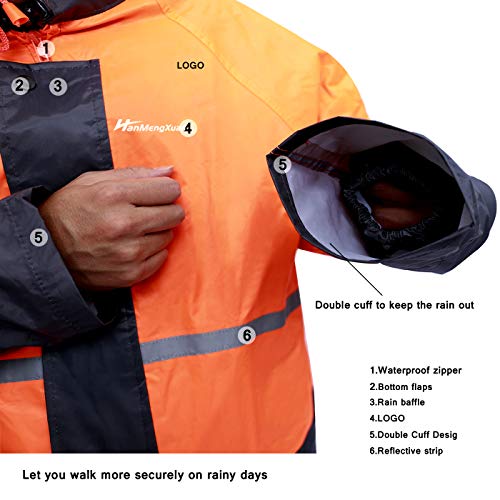 Haokaisen Rain Suit, Rain Safety Jacket, Lightweight Rain Work Gear, Waterproof Rain Jacket With Pants(Orange,X-Large) #TOP4