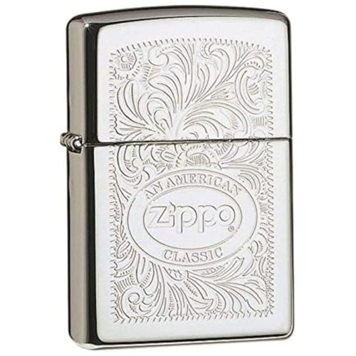 Zippo-stormtändare – American Classic, High Polish Chrome, Lustre – Påfyllbar – Återanvändbar – Vindsäker design – Presentask – Tillverkad i USA