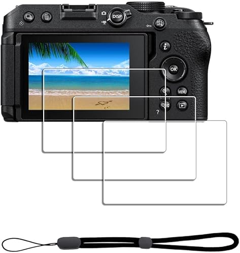 iDaPro Protector de pantalla de cristal para Nikon Z30 Z 30 + cordón de mano 3+1 unidades Vidrio templado fácil instalación