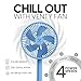 VENTY Portable Fan - Wireless Battery Operated Fan - 4 Speeds - LED Lighting - Carry Case & Remote Control - Cruise Travel - Outdoor Travel RV Power Bank With USB-C Port (Blue with Case)
