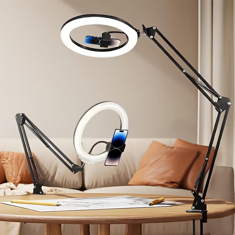 KRLZ 10" Overhead Ring Light with Phone Mount, Upgraded 360° Ring Light with Stand, 3 Color Modes for Video Recording, TikTok, YouTube, Cooking & Zoom, Camera, Universal for iPhone/Android-picture-17