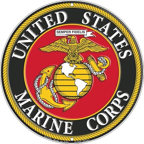 USMC Logo Aluminum Sign Round 12