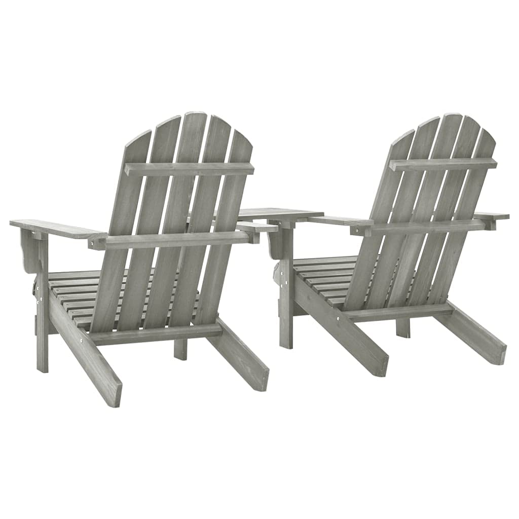 Genérico Sillas Adirondack de jardín y mesita Madera Maciza Abeto Gris,Mobiliario,Muebles de jardín,Asientos de Exterior,Sillas de jardín,Gris,22 kg,310068