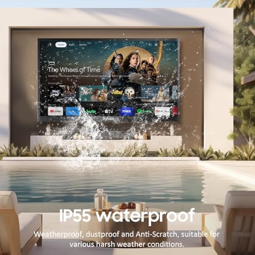 SYLVOX Outdoor TV with Rolling Stand & Soundbar, 43 inch 4K Smart TVs, Weatherproof & IP56 Waterproof, Support Google Assistant, 1000 nit Brightness Partial Sun (Deck Pro 3.0/2026) image 5