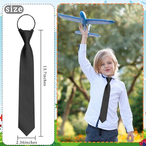 Boys Tie Pre-tied 14'' Ties for Kid Boys, Adjustable Zipper Skinny Neckties for School Uniforms Graduation3