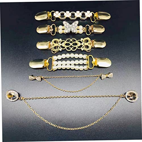 SECFOU 6 Pçs Suéter Clipe Vestidos Vintage Cardigã Feminino Broche De Strass Clipe Xale Broche Cardi