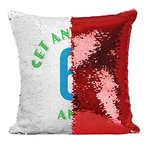 Coussin avec housse sequin paillettes rouge anniversaire 6 ans - 2
