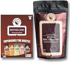 Impulse Coffees 10 Instant Coffee Sachets & Hum Tum aur Hot Chocolate Powder 220g Combo Pack | Festive & Corporate Gift Pack | Spray Dried Hot & Cold Coffee Powder | 1.5g x 10 Sachets
