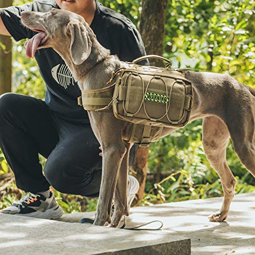 Onetigris Dog Backpack For Medium & Large Dogs, Nylon Backpack For Dogs Tactical Pet Backpack With Side Pockets For Hiking Walking Training Running (Brown, Large) #TOP6