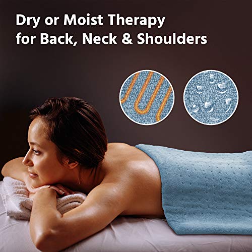 XXL Heating Pad - Electric Heating Pad for Moist and Dry Heat Therapy - Fast Neck/Shoulder/Back Pain Relief at Home (18" x 26"), GENIANI (Wisdom Gray)