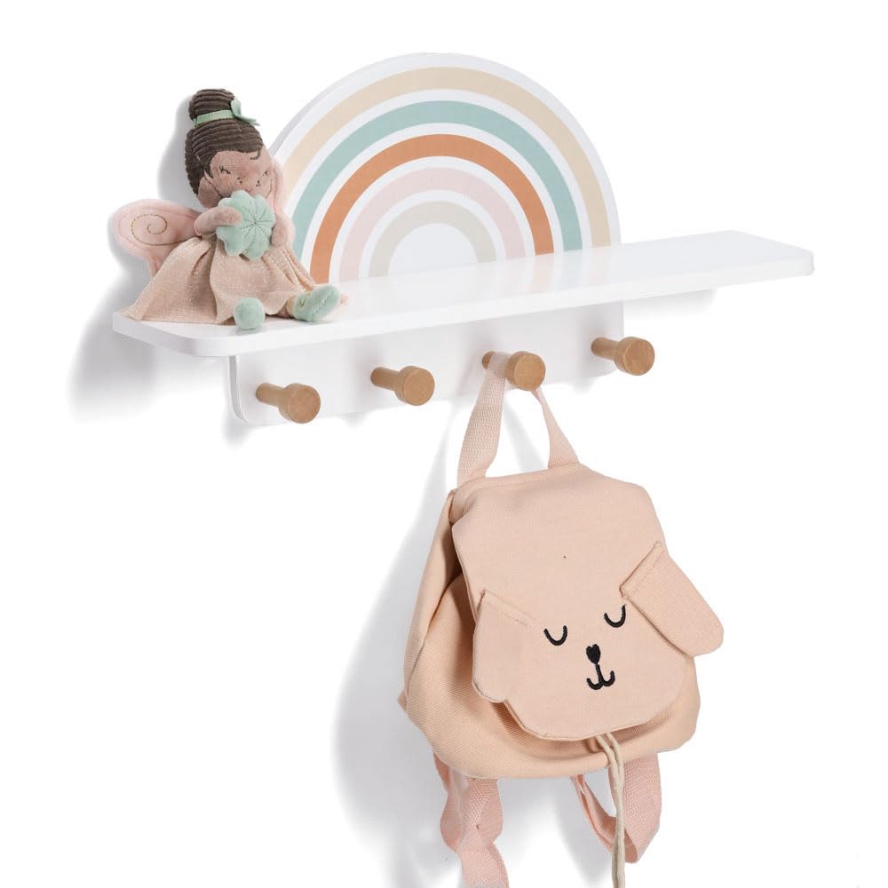 Zeller 13539 - Appendiabiti per Bambini "Rainbow", MDF/Pino, circa 48 x 13 x 24 cm