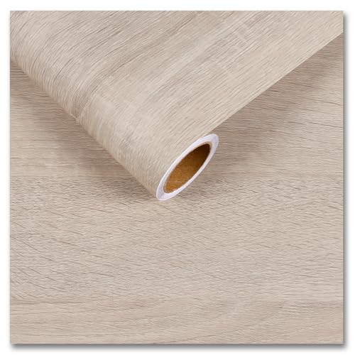 CRE8TIVE Beige Wood Contact Paper Peel and Stick Wood Wallpaper for Bedroom 12'x354' Removable Adhesive Natural Wood Look Contact Paper Waterproof Vinyl Wrap for Furniture Cabinets Countertops Shelves