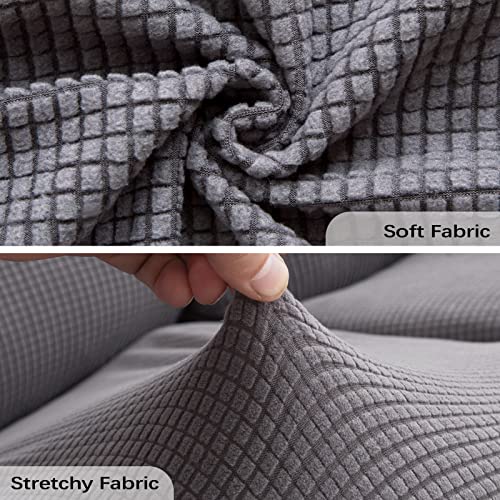 Figooo Recliner Sofa Covers 3 Seat Stretch Reclining Couch Covers For 3 Cushion Couch Recliner Set Non Slip 8-Piece Jacquard Recliner Couch Sofa Cover Furniture Protector With Pockets,Dark Grey #TOP5