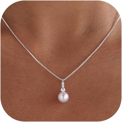 Collares de perlas para mujer chapado en oro de 14 quilates con colgante de diamantes y perlas delicadas, joyería de boda, regalos de dama de honor para mujeres