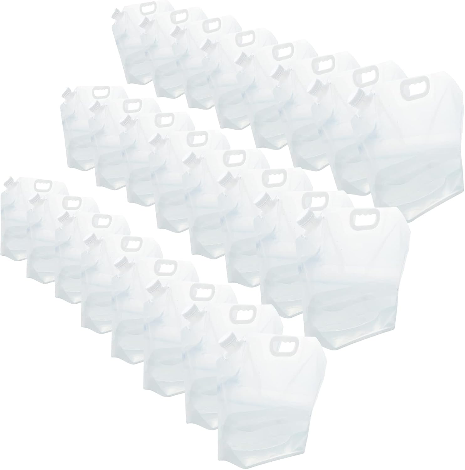 63 Gallons (24 pcs, 2.6 Gallons Each) Collapsible Water Containers, Emergency & Camping Use, Reusable, Food Grade, Leak-Proof, Freezable