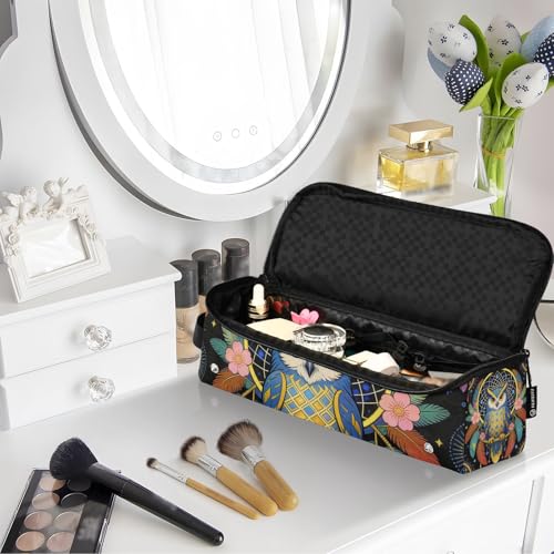 Estuche de viaje 2-en-1 para rizador y plancha de pelo, con alfombrilla resistente al calor y cierre impermeable, organizador para planchas y rizadores con diseño tribal búho atrapasueños miniatura 7