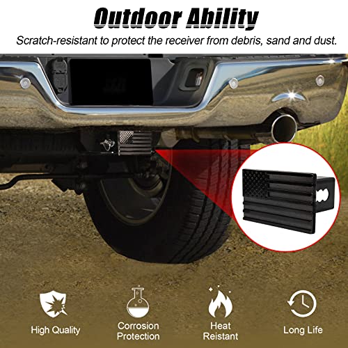 Somusentrailer Hitch Cover, Heavy Duty 2" Inch Tow Rear Receivers Plug Covers Flag Metal Emblem Guard Compatible With Pickup Trucks Cars Suv - Black #TOP4