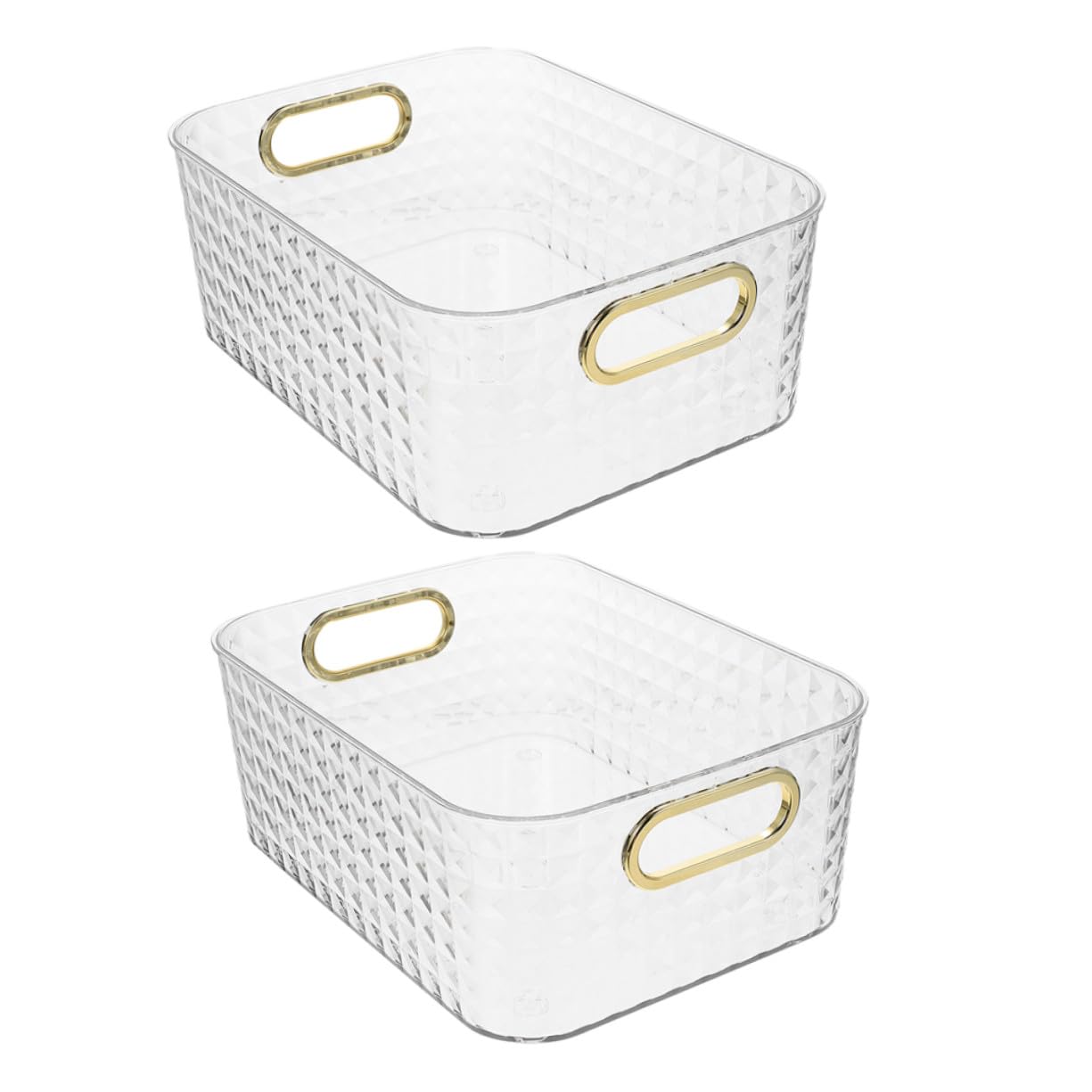 2 Organizadores de Tocador de Plástico Transparente Rectangulares | Cajas de Almacenamiento para Baño, Escritorio y Dormitorio, Uso Multipropósito para Maquillaje y Artículos Diversos, Fáciles