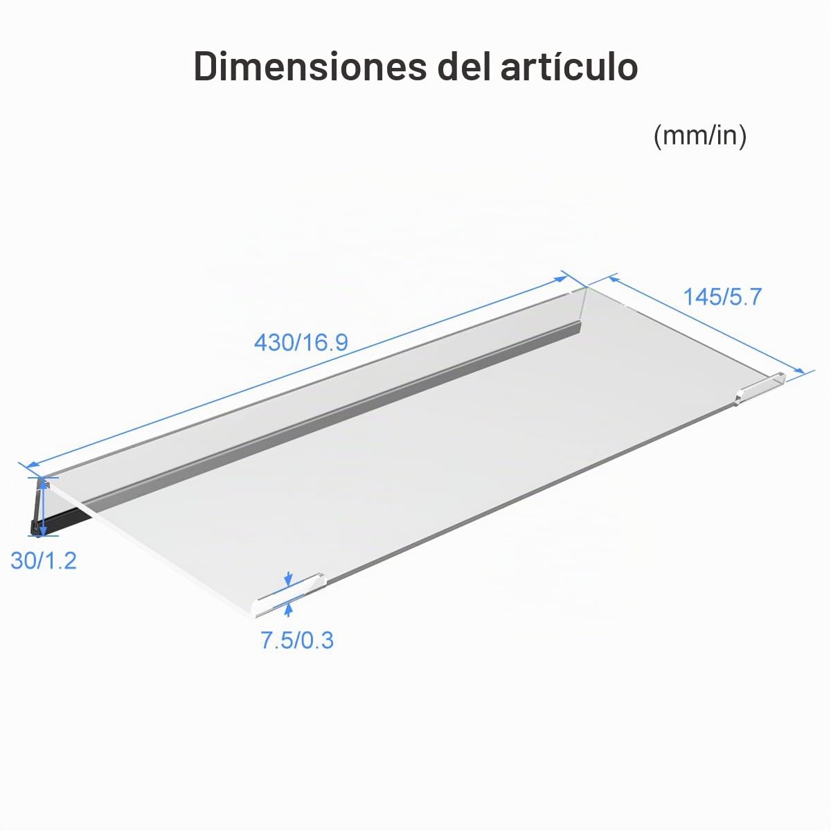 Suptek Soporte Acrílico Transparente Inclinado para Teclado de Ordenador, Soporte de Bandeja para Teclado, Funda de Silicona Antideslizante para Escritorio de Oficina, Hogar, Escuela, A001