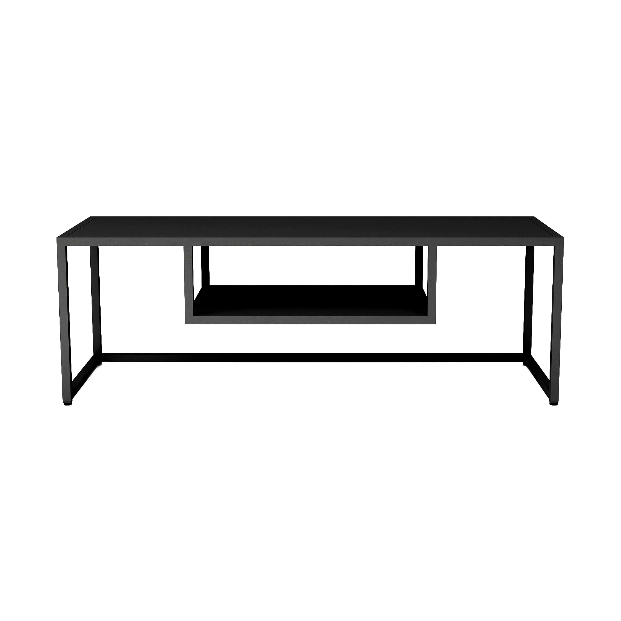 [en.casa] Mobile TV 120 cm Tavolo Porta TV Consolle Basso in Metallo con Scomparto Aperto - Nero opaco