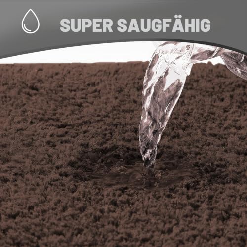 wyewye Mikrofaser-Badteppiche, 2 cm, super dick, super saugfähig, 50 x 80 cm und 50 x 50 cm, U-Form, Kaffee – Ansicht 5