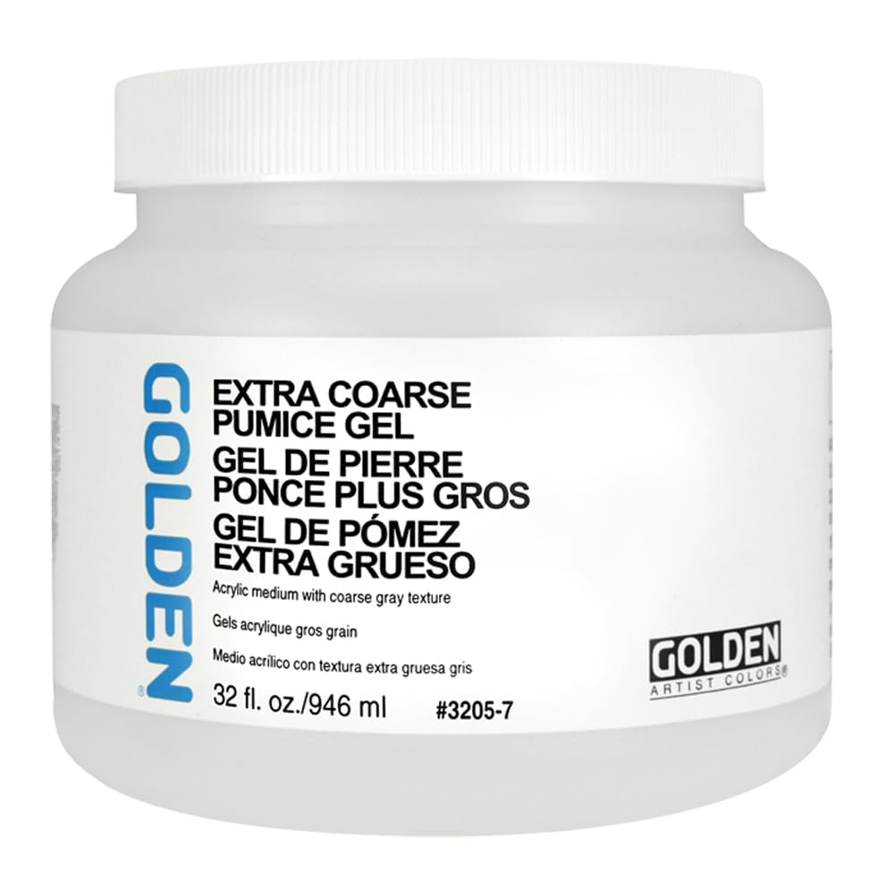 Extra Coarse Pumice Gel by GOLDEN, 32 fl. oz. Jar, Professional Acrylic Gel Medium, Opaque