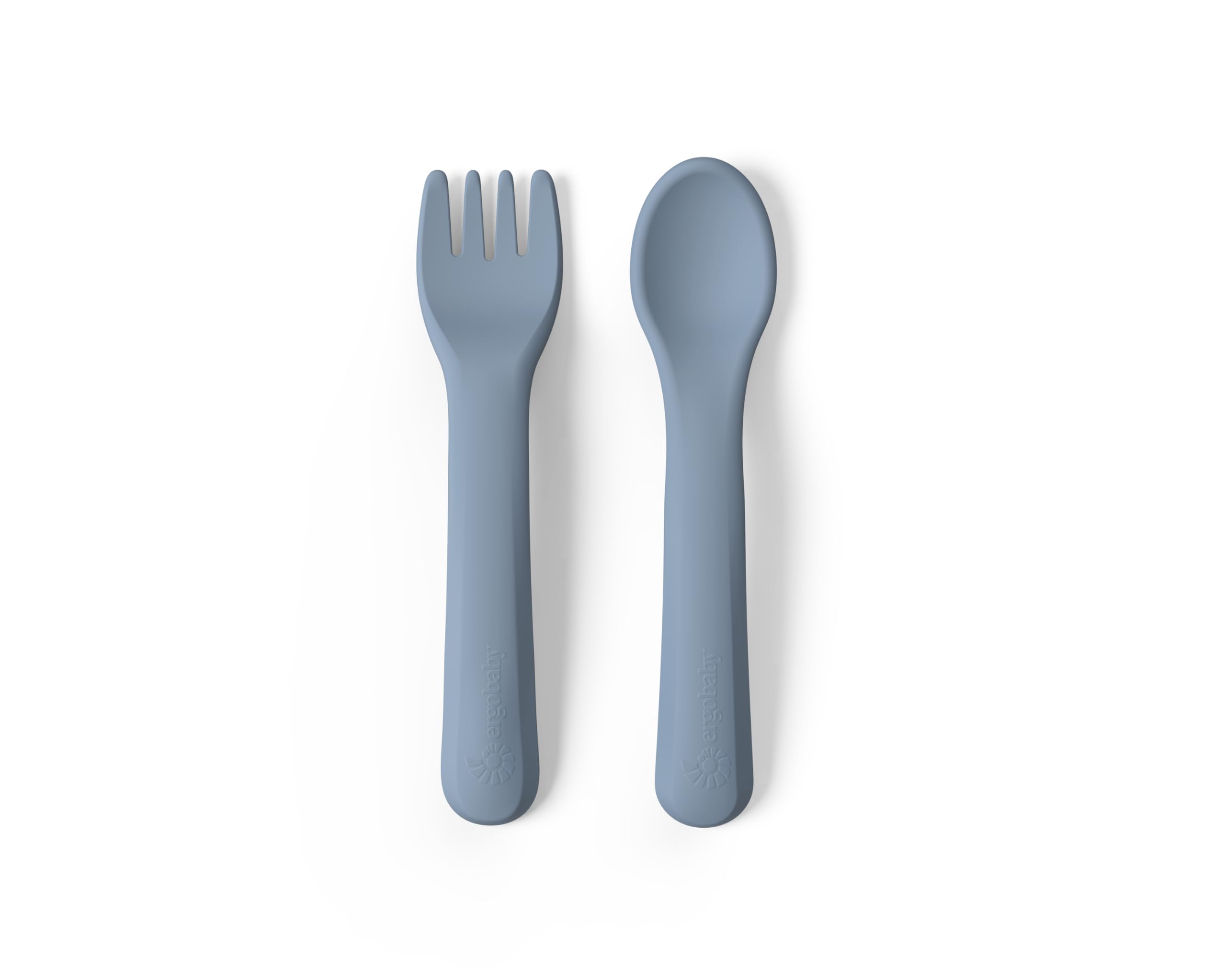 Ergobaby Kindergeschirr-Set Deluxe für Babys und Kleinkinder ab 6 Monaten, Baby Geschirrset mit 2 Bechern, Tablett, Lätzchen und Besteck, ohne BPA, PVC und Phthalaten, Soft Blue