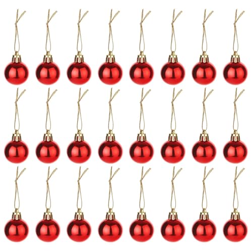 24 Mini Weihnachtskugeln, 3CM Kleine Christbaumkugeln Für...