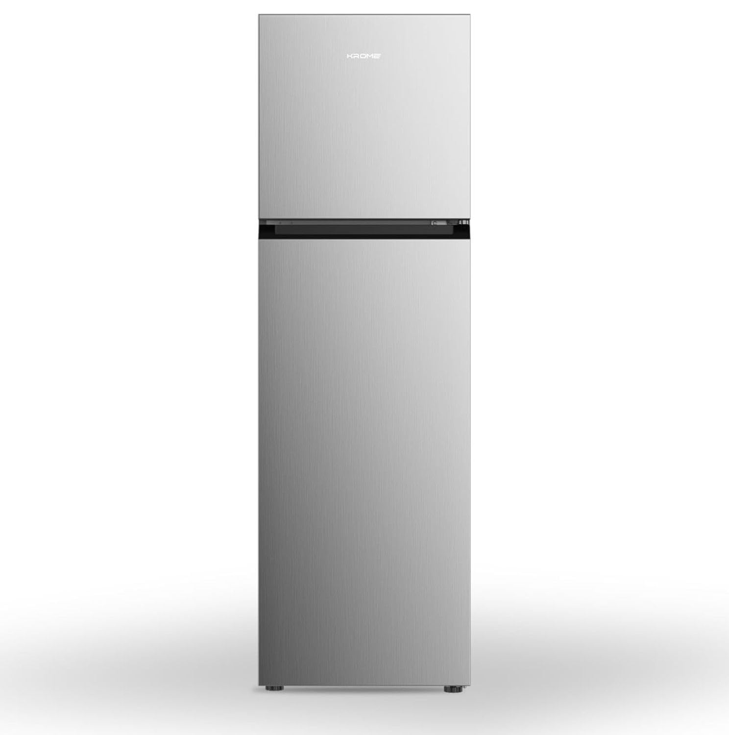 Krome370L Gross, Top Mount Double Door Refrigerator, Automatic Defrost Freezer, A+ Energy Efficiency, Big Capacity Fridge, Quick Cooling, Silver, 10 Year Compressor Warranty, KR-REF370T