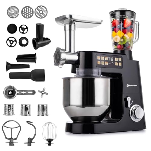 LEHMANN Teyles Robot Pâtissier Professionnel Multifonction 2100W 8L avec Balance Intégrée et Bol Chauffant, Pétrin à Pain et Pizza, Blender Verre 1,5L,...