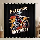 Loussiesd Extremsport für Jungen Vorhänge 260x140cm Dirtbikes für Kinder Teens Blickdichte Vorhänge Rennfahrer und Geländefahrer Fenstervorhang Motorräder Gardinen