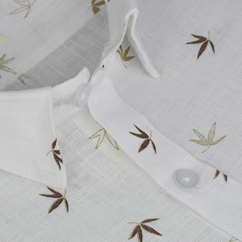 Image of GHPC Cotton Linen Printed Half Sleeves Regular Fit Formal Shirt for Men