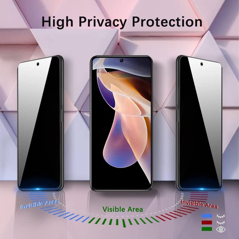 Image of ZARALA Privacy Tempered Glass for Redmi K50i Full Coverage 9H Hardness Anit-Explosion Light Private Protection Screen Protector Film - Black