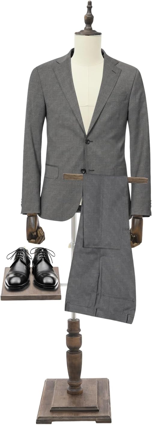 Male Dress Form Mannequin Stand, Adjustable Retail Mannequin with Linen Body, Wooden Arms, Pants Rack and Shoe Stand, Clothing Display Mannequin for Store Showroom (Beige)