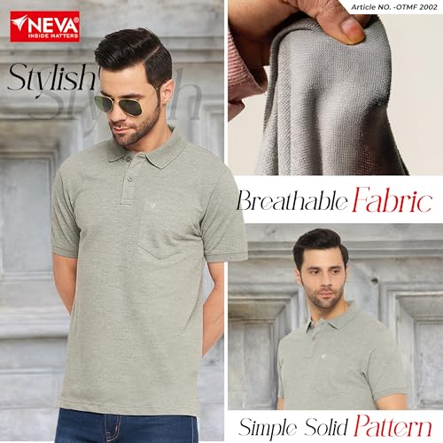 Image of NEVA Men's Regular Fit Half Sleeve Polo Neck T-Shirt with Chest Pocket