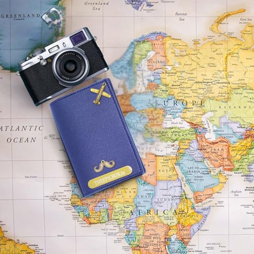 Image of Personalized Leather Passport Holder Cover | Custom Name & Charm | Sleek & Stylish Travel Wallet for Men & Women | Faux Leather Passport Cover | Unisex Travel Accessory (Blue)