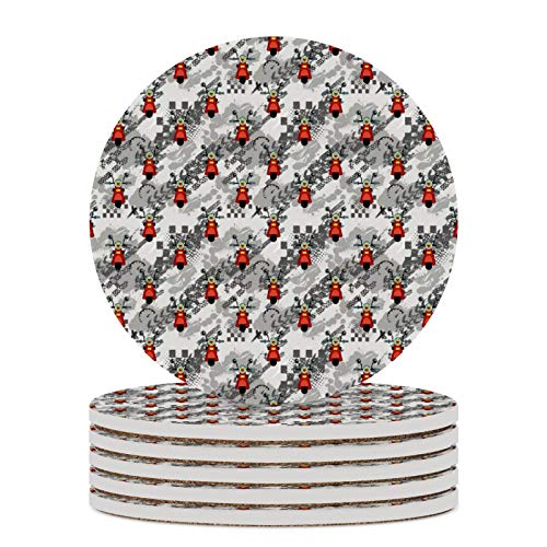 Saugfähige Keramikuntersetzer für Getränke 4 bunte Motorräder mit Korkbasis Scooter Untersetzer Kratzschutz Tischschutzuntersetzer für Büro und