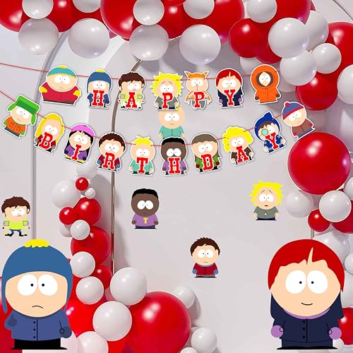 South Paark-Inspired Happy Birthday Banner Theme Party Decoration  Teens & Adults Bold and Colorful Hanging Banner for Birthday Celebrations Events and Photo Booth Backdrops Reusable and Easy to Hang
