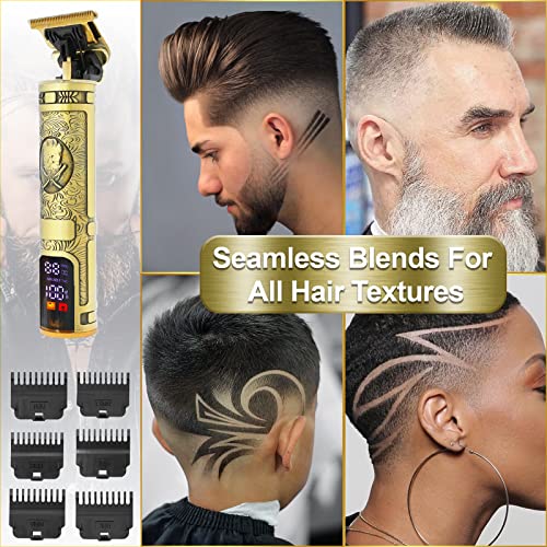 Beard Trimmer Hair Clippers Men, Professional T-Blade Beard Trimmer, Cordless USB Rechargeable Detailer with LCD Screen - Image 2