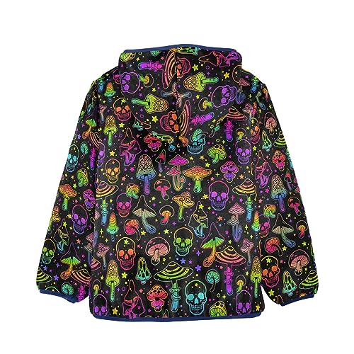 Bright Mushrooms Skulls Boys Fleece Hoody Jacket Zip Up Coat Warm Fall Winter Plush Jacket Long Sleeve Outerwear2