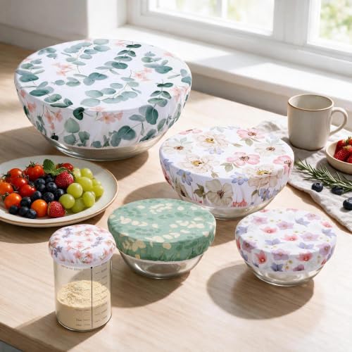 5Pcs Reusable Beeswax Elastic Bowl Covers for Bread Proofing and Food Cover - image 4