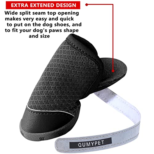 Qumy 2Pcs Dog Shoes For Small Dogs Hot Pavement Summer Puppy Dog Boots With Reflective Strip Soft Comfortable Anti-Slip Rubber Sole Black Size 3 #TOP4