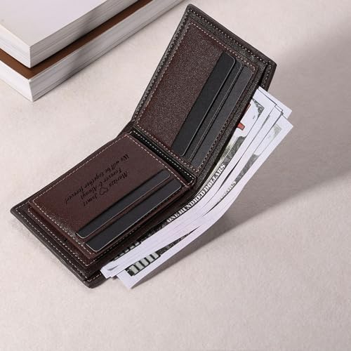 Personalized Picture Bifold Leather Wallet for Men Customized Engraved Photo/Initials/Name/Text Mens Wallets for Dad Husband Son Groomsmen Boyfriend Gifts (Style B: Gray Black)4