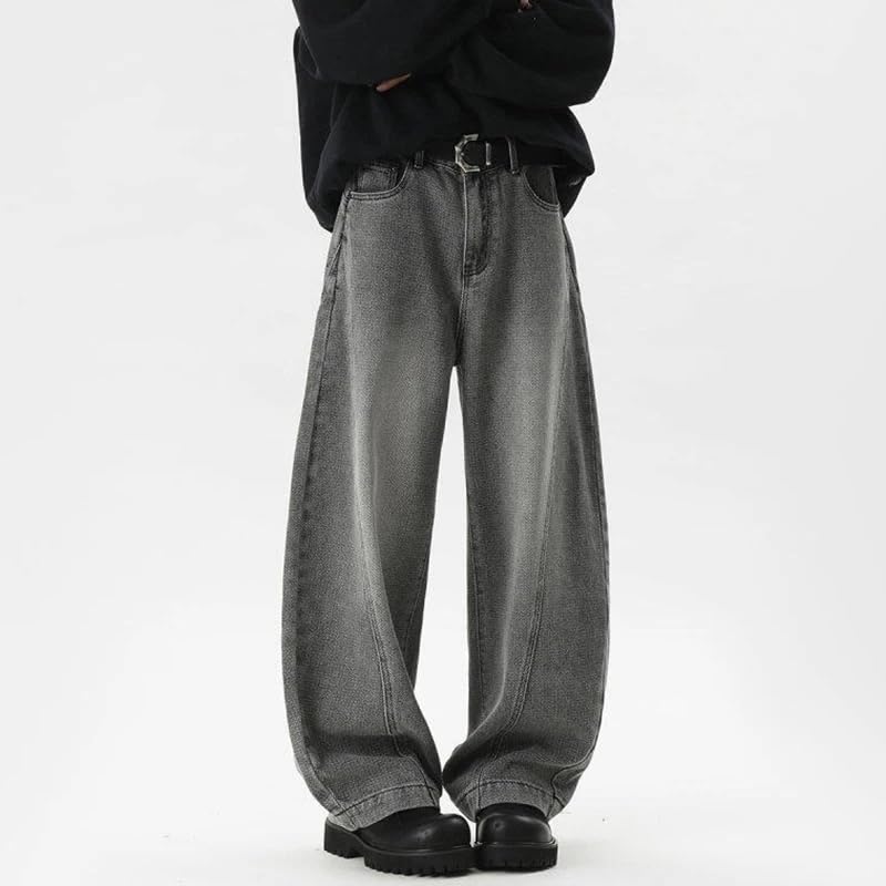 Denim Pants Men's Solid Color Wide Leg Bottom Straight Loose Male Jeans4