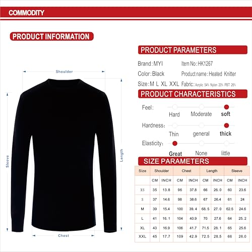 Winter Body Heating Tops Knitted Warm Underwear Electric Warmer Heated Apparel Thermal Pullover Sweater ​for Men Women Black4