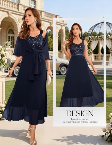 Image of BeryLove Summer Formal Wedding Guest Prom Dresses Sequin Cocktail Evening Lace Elegant Mother of The Bride Dress