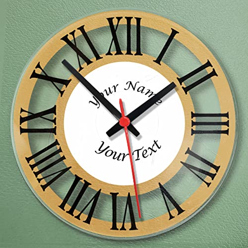 Image of Brown Cloud Exclusive Customized UV Printed Designer Acrylic Wall Clock with Name /Text for Personal /Corporate Gift (WCLK Acrylic 018) (Pack of 2)